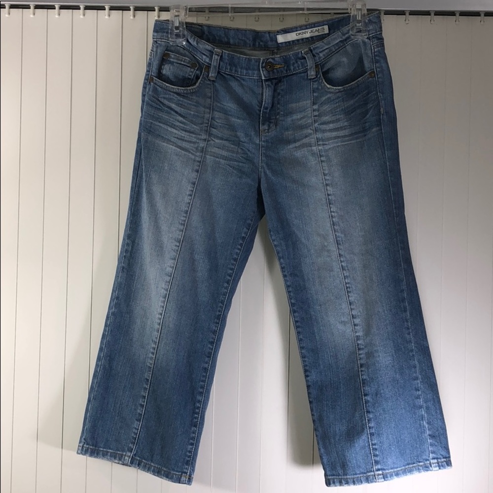 🏆DKNY JEANS Petite Distressed Stretch Denim Capri